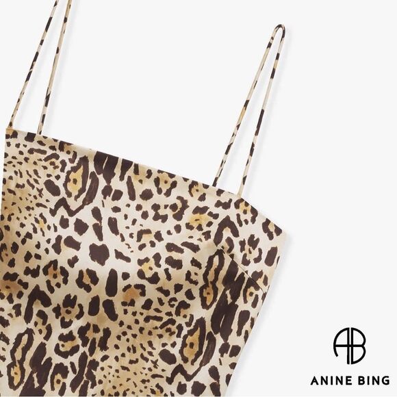 ANINE BING **NWT** Valentine Stretch Silk Mini Dress in Cheetah Print - Picture 4 of 16